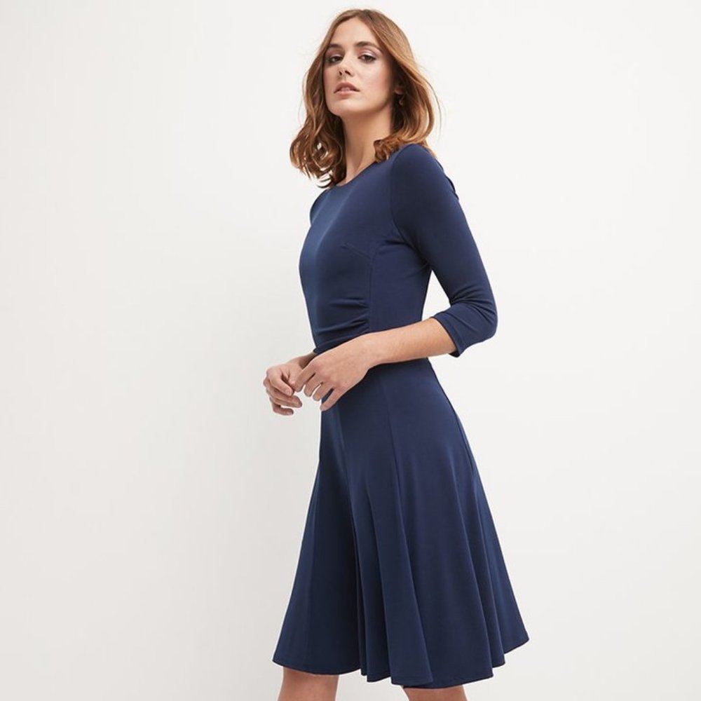 Flared Business Dress with 3/4 Sleeves